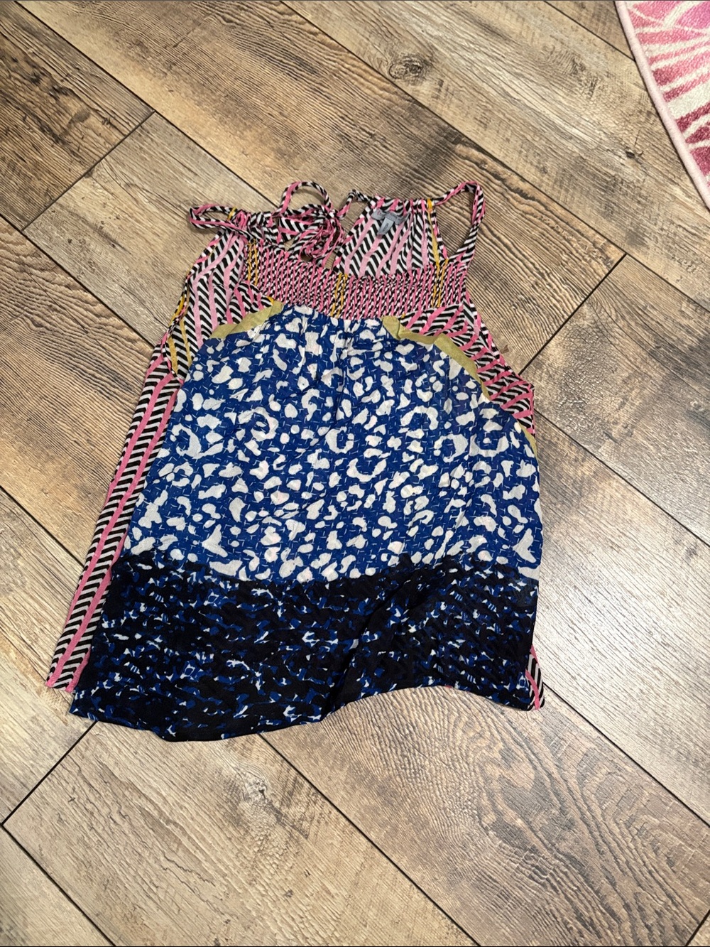 Blue & Pink Mixed-Print Tank Top